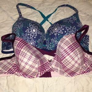 Cacique 44b blue purple white sexy cute bra plus